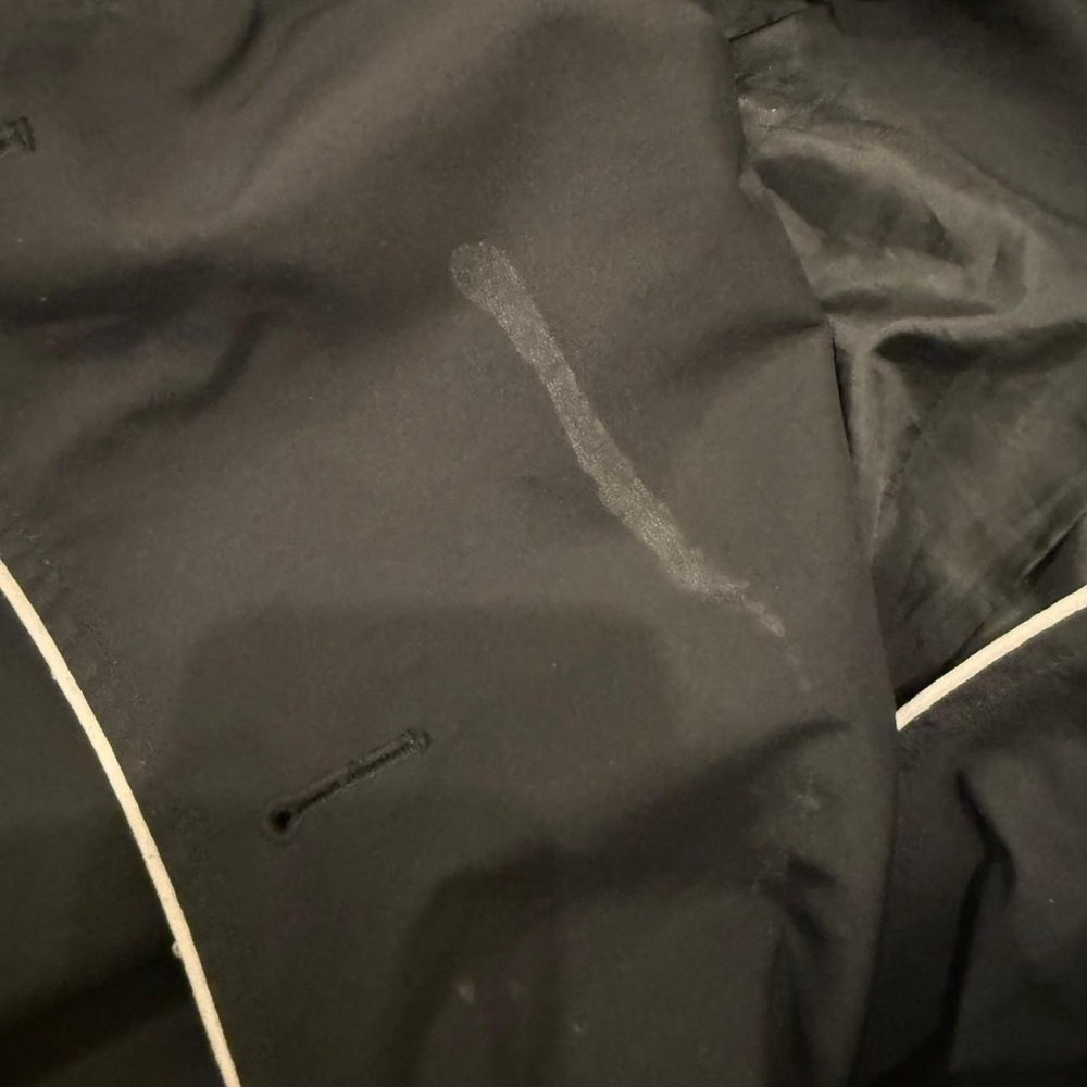 Chaps Black Trench Coat with White Trim - Picture 5 of 7